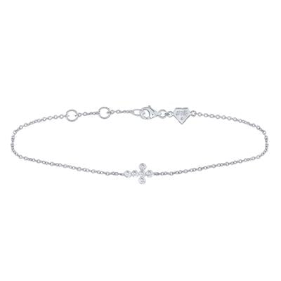Sterling Silver Round Diamond Faith Cross Bracelet 1/20 Cttw