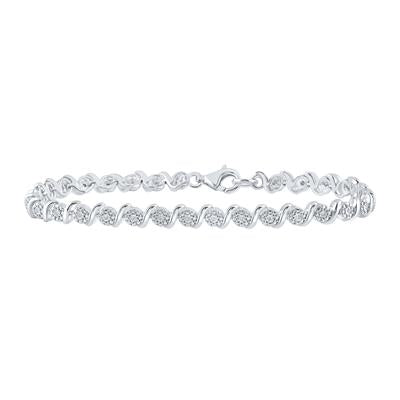 Sterling Silver Round Diamond Fashion Bracelet 1/10 Cttw
