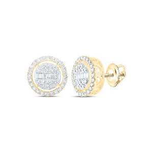 10k Yellow Gold Baguette Diamond Circle Nicoles Dream Collection Earrings 1/2 Cttw